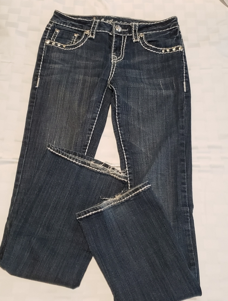 Womens LA Idol USA Dark Wash Long Leg Denim Jean Size 7      W30/L34